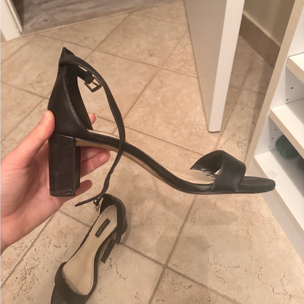 Nine West Black Strappy Block Heel Sandals